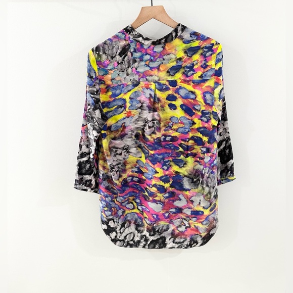 Amanda Uprichard Geo Print Silk Blouse Multi Color Size Small - Picture 5 of 5